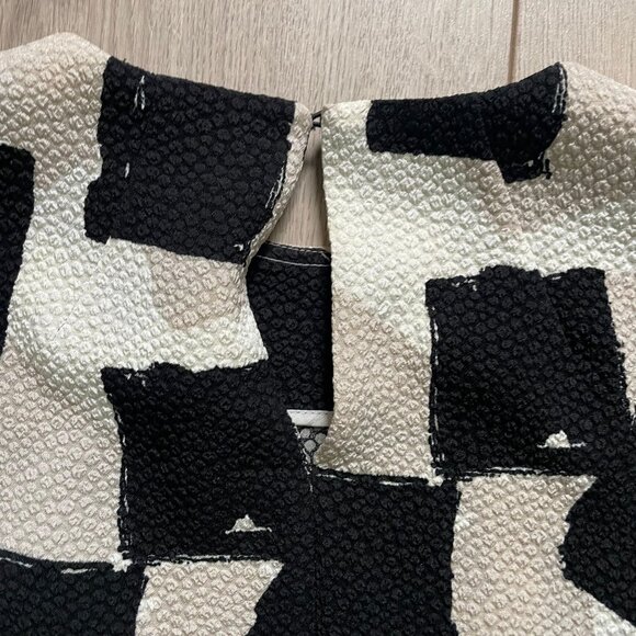 L.K. Bennett Nadine Textured Top Women's Size 4 Black Cream Office Work Evening - Picture 7 of 10